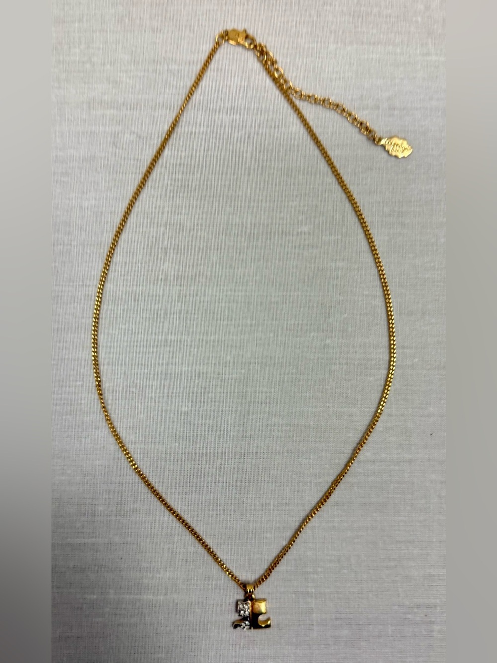 COURREGES Paris Vintage Y2K Luxury Everyday Two-Tone Rhinestone Logo Necklace